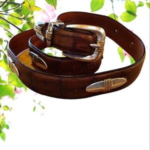Men's Vintage Arden Leather Co. Italian Croco Calfskin Belt Sz 36"